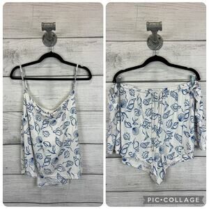 Auden Plus Size Blue & White Cloud Knit Sea Shell Summer 2pc Pajama Set Size 3X